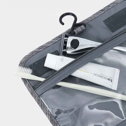 trousse de toilette homme voyage pratique grise details crochet et zip