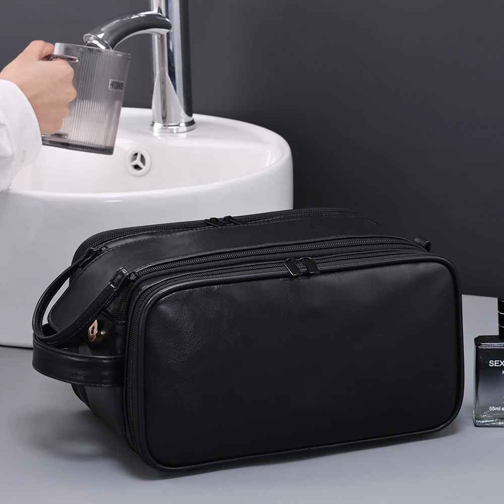trousse de toilette voyage noir vue face ferme