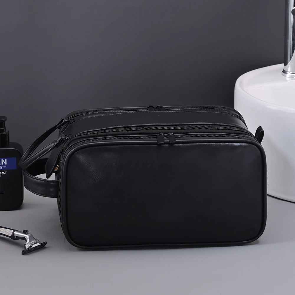 trousse de toilette voyage vue face ferme noir