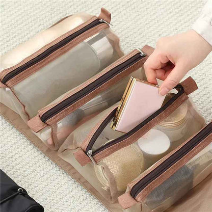 trousse pour maquillage multi pochettes marron glace main range palette