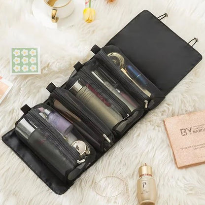 trousse pour maquillage multi-pochettes ouverte noire