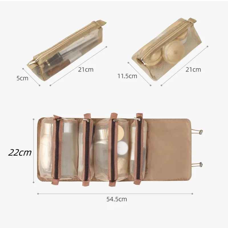trousse pour maquillage multi pochettes marron glace dimensions