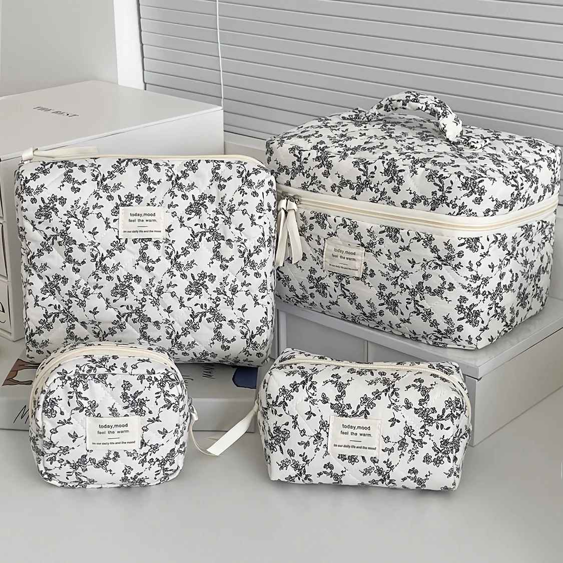 trousses maquillage en coton set de 4