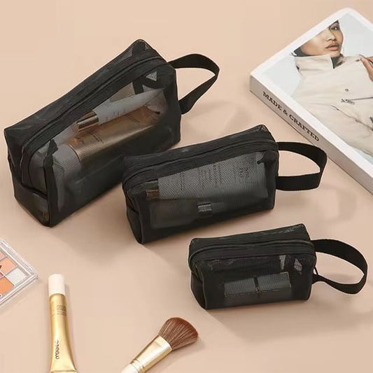 Trousses maquillage  en tissus transparent 3 tailles