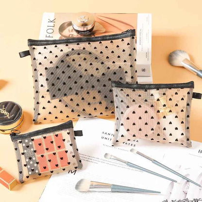 trousses maquillage mesh coeurs 3 modeles