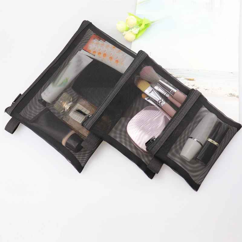 trousses maquillages plates noires 3 dimensions a plat remplie